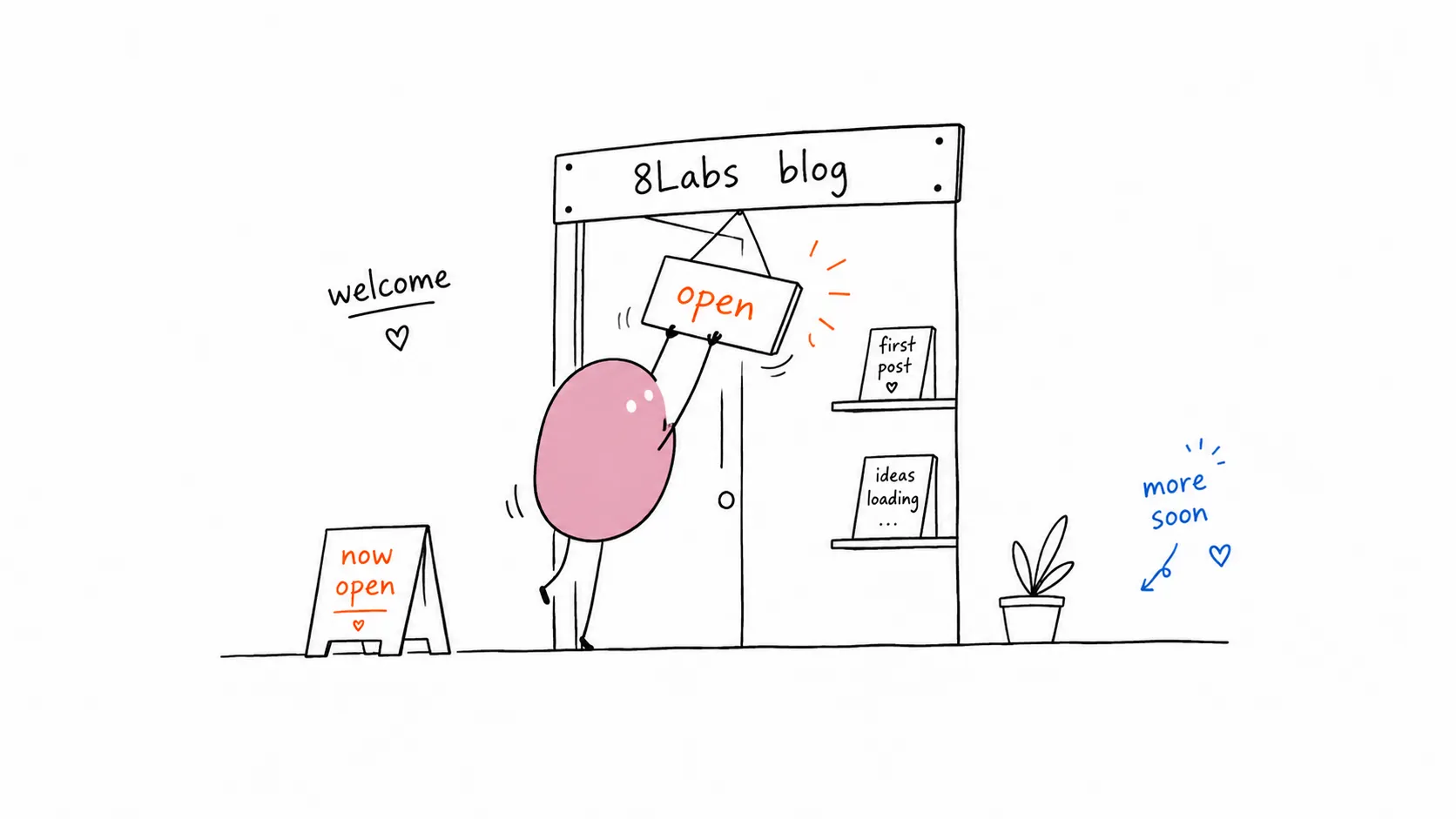 Tomochi flipping the open sign on the new 8Labs blog